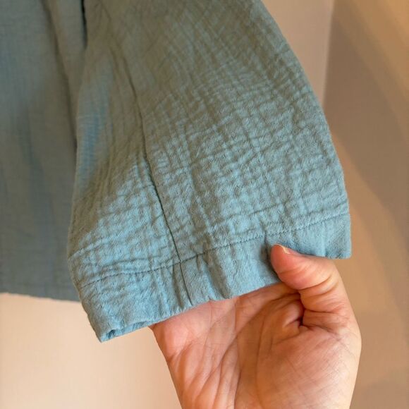 Eileen Fisher Women’s Cropped Blazer Turquoise knit Mandarin Collar size small! - Picture 10 of 10